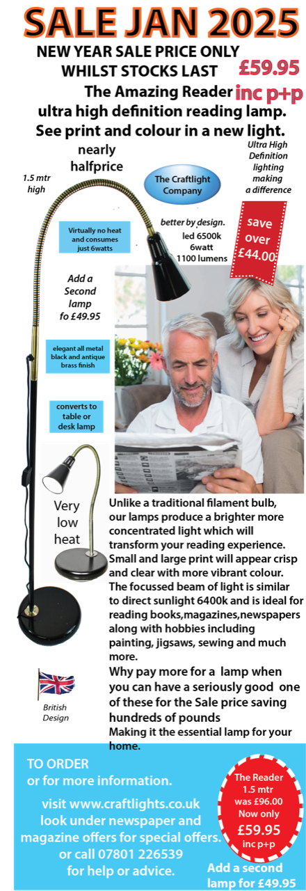 THE READER ULTRA HIGH DEFINITION DAYLIGHT READING LAMP MAGAZINE OFFER PRICE INCLUDES P+P